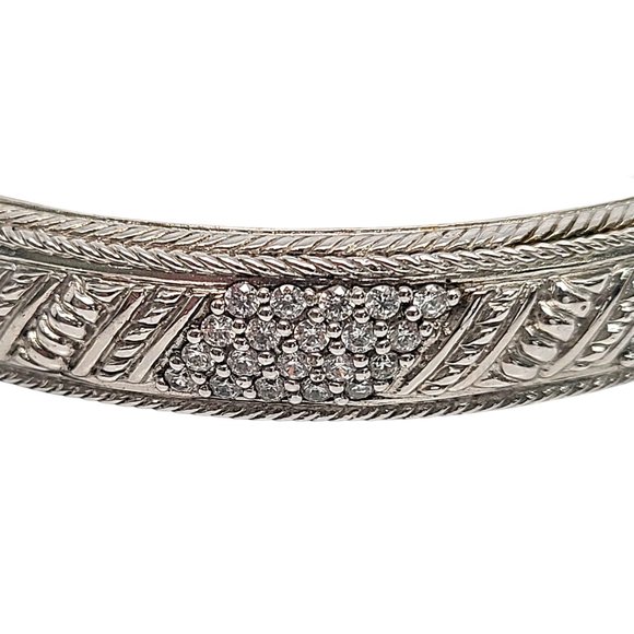Judith Ripka Sterling Silver CZ Diamonique Hinged Cuff Bracelet #12156 - Picture 7 of 10